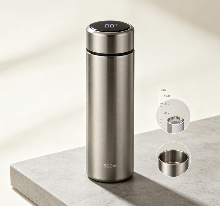 500ml 316 Stainless Steel Smart Thermos Mug with Digital