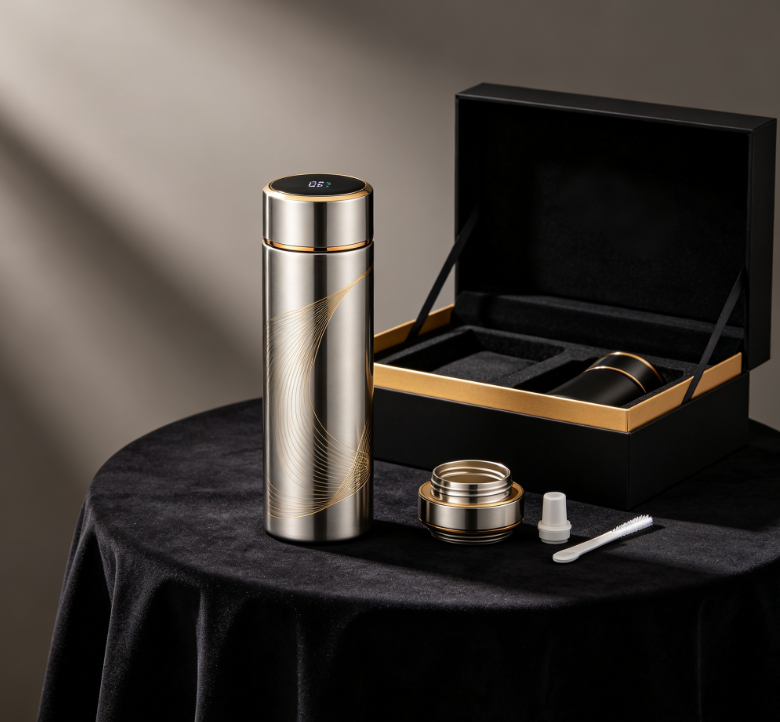 Luxury Gilded Smart Thermos Stainless Steel Thermos Gift Box