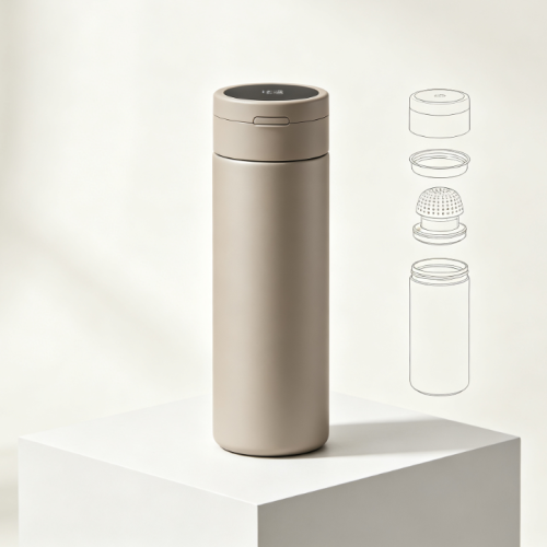 Minimalist Plain Color Smart Stainless Steel Thermos Mug