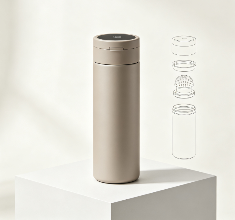 Minimalist Plain Color Smart Stainless Steel Thermos Mug
