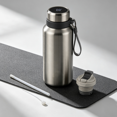 Outdoor Sports Smart Stainless Steel Thermos Flask with Straw