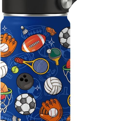 Kids Water Bottle Insulated - 16 oz Kids Stainless Steel Water Bottle with Straw, Leak Proof, BPA-Free, Vacuum Insulated, Sports Water Bottles for Sports, Travel