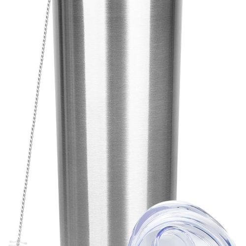 20 oz Skinny Tumbler with Lid and Straw,Stainless Steel Vacuum Insulated Tumbler Cup Double Wall Leak-proof Coffee Mug,Travel Thermal Water Tumbler for Office,Outdoor(Silver,1)