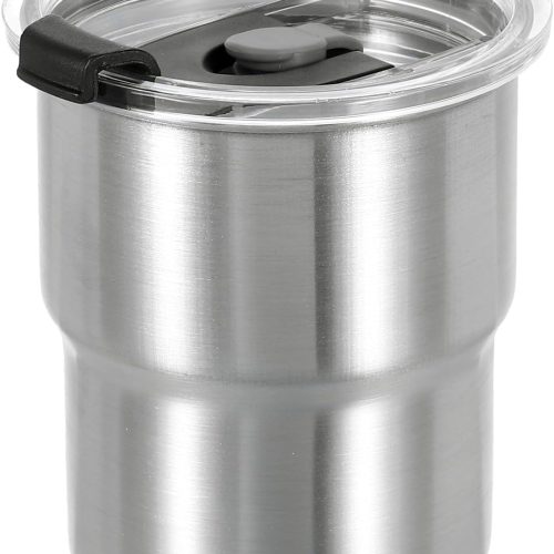 304 Stainless Steel Cups with Lid, 10oz Metal Double Wall Water Glasses Cup Shatterproof Drinking Tumbler for Home Office Bar Restaurant