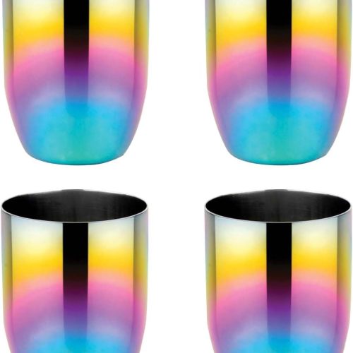 Stainless Steel Kids Cups, Pediatrician Designed, Colorful Toddler Cups for Open Cup Training, 8oz, 100% BPA Free & Dishwasher Safe, Rainbow, Set of 4