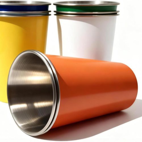 8 Pack Stainless Steel Cups 16oz - Colorful Stackable Shatterproof Metal Cups & stainless steel tumbler, Reusable BPA-Free Metal Drinking Cups for Camping, Travel, Outdoors